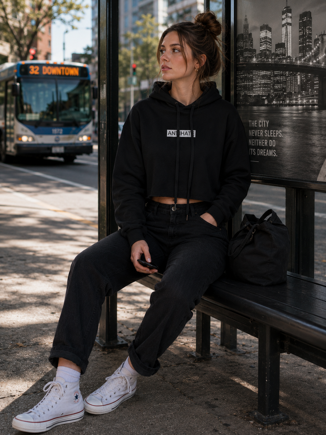 Antihate Crop Hoodie